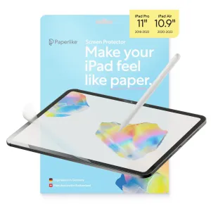 Paperlike 3-skærmbeskytteremballage til 11-tommers iPad Pro og 10,9-tommers iPad Air med illustration af en styluspen
