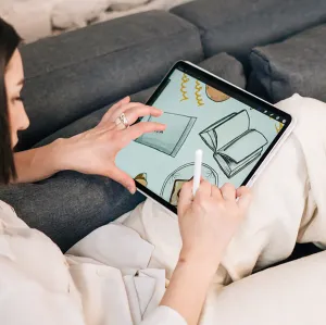 Paperlike screen protector on an iPad used with Apple Pencil for drawing, with a paper-like matte feel