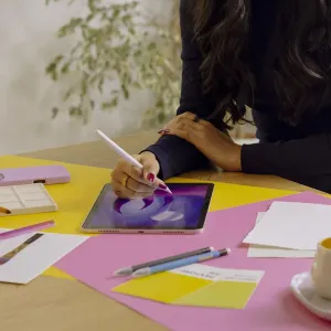 Paperlike 2.1 matte screen protector for iPad 10.2" with Apple Pencil, shown in use for drawing