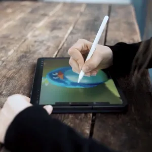 Paperlike 2.1 matt skärmskydd på iPad mini med Apple Pencil för papperslik ritkontroll