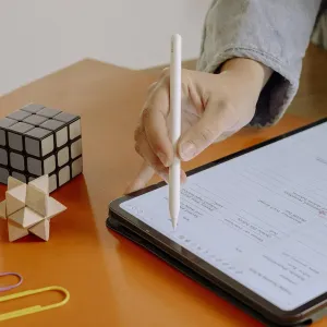 Paperlike 2.1 matte screen protector on iPad 10.2, used with Apple Pencil for note-taking