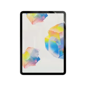 Paperlike 2.1 matte screen protector on an iPad mini, with one corner lifted during installation.