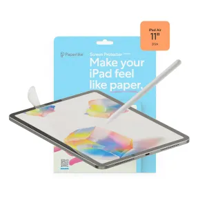 Paperlike screen protector packaging for iPad Air 11" 2024, showing a paper-like feel and included stylus.