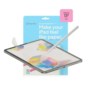 Paperlike screen protector packaging for iPad Pro 13" 2024 with illustrated iPad and stylus, matte paper-like finish