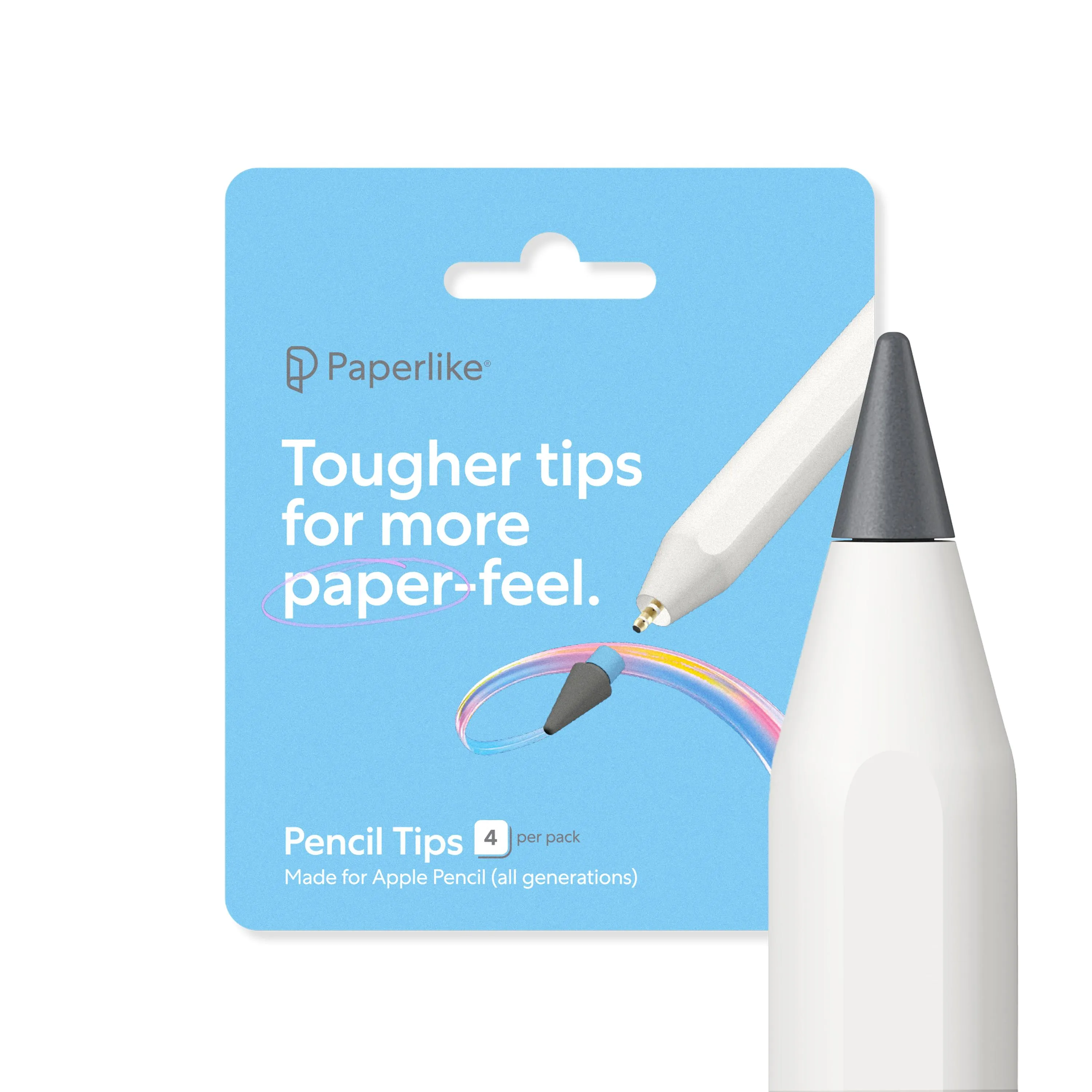 Papirlignende pennespisser for Apple Pencil - økt presisjon og holdbarhet - 4-pakning